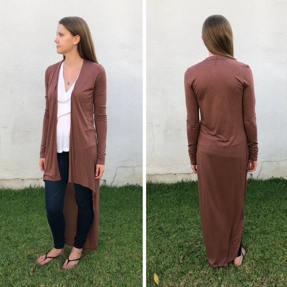 RILLER & FOUNT High Low Cardigan Womens Small Rust Brown Open Long Sleeve - Picture 2 of 12